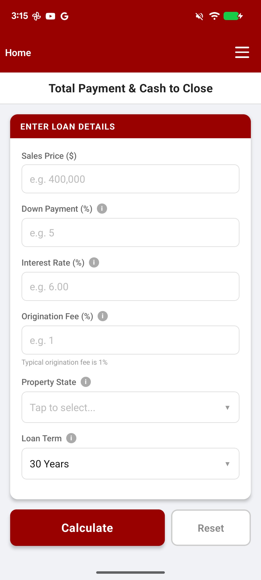 Standard app calculator screen